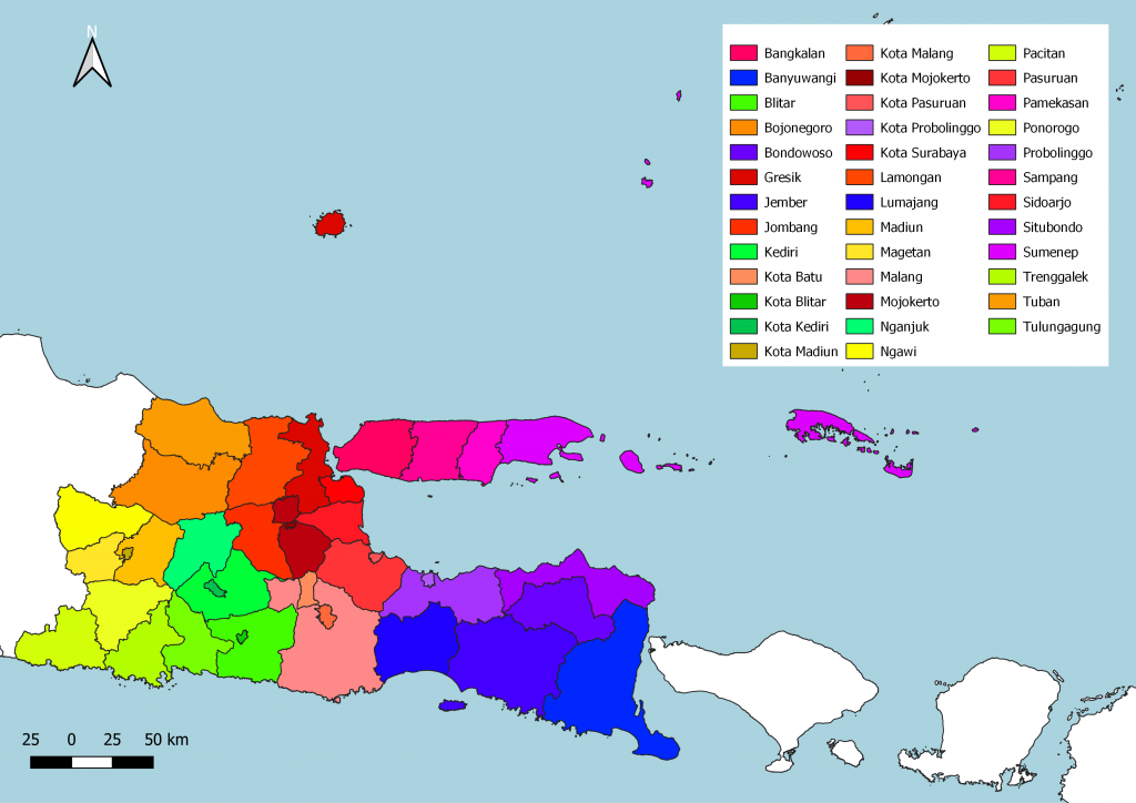 Peta Jawa Timur Berwarna HD PNG